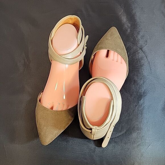 BRAND NEW CHARLOTTE RUSSE POINTED TOE CRISSCROSS STRAP D'ORSAY FLAT SUEDE SHOE - Picture 6 of 15